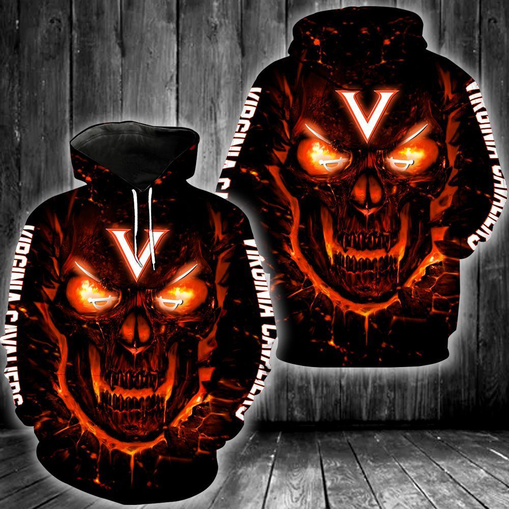 Virginia Cavaliers Basketball Skull 3D All Over Printed Sweatshirt, Hoodie, Zip Hoodie | Special Edition Fan Apparel For Men, Women