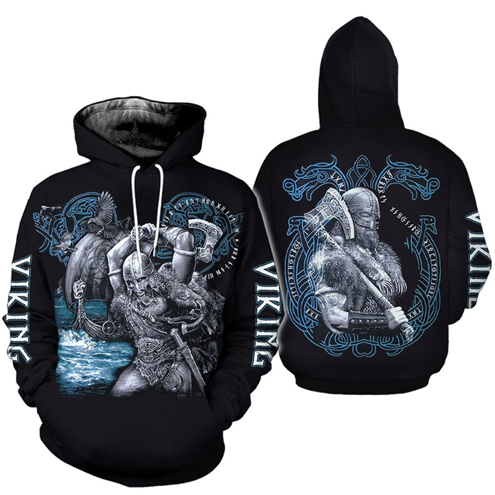 Waliicorners Viking Warrior Tattoo 3D All Over Printed Sweatshirt, Hoodie, Zip Hoodie | Fan Apparel For Men, Women
