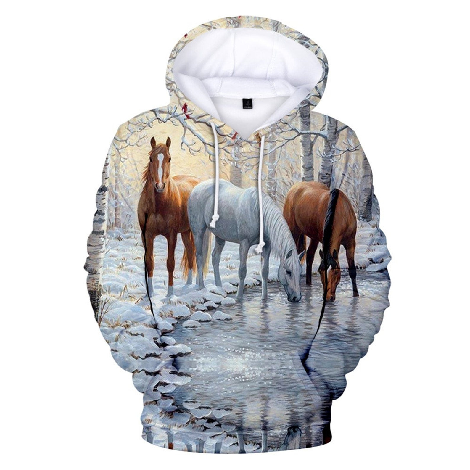 White Brown Horse 3D All Over Printed Sweatshirt, Hoodie, Zip Hoodie | Fan Apparel For Men, Women