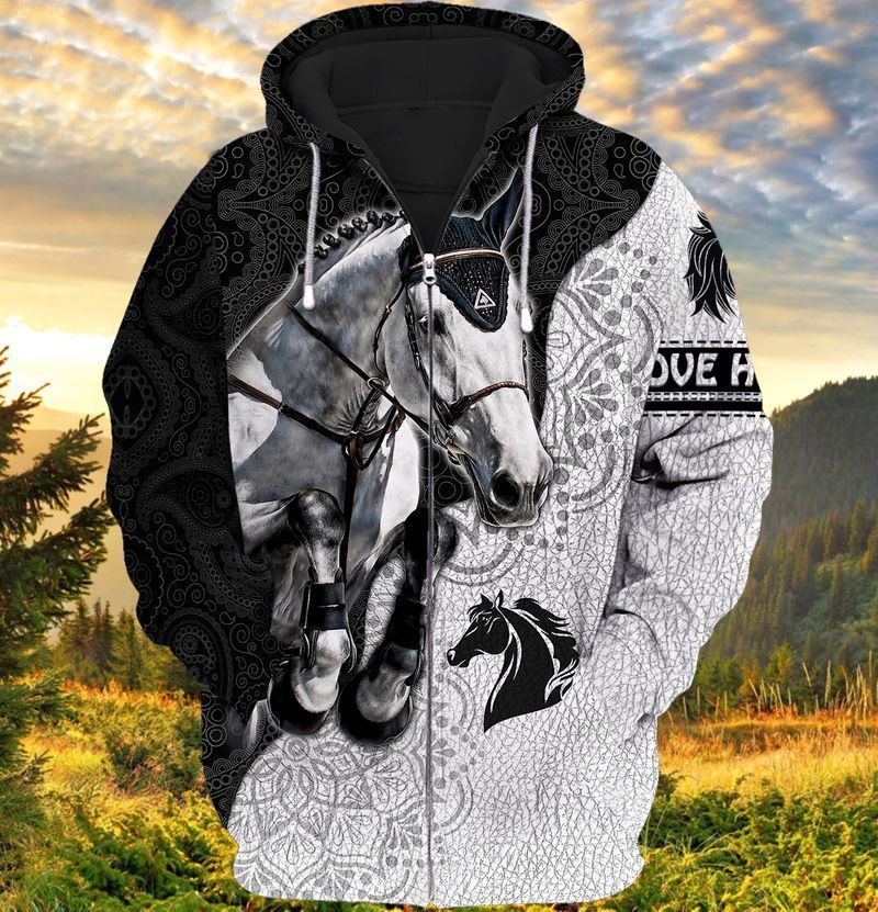 White Horse 3D All Over Printed Sweatshirt, Hoodie, Zip Hoodie | Fan Apparel For Men, Women