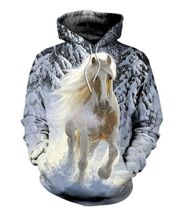 White Horse Snowland 3D All Over Printed Sweatshirt, Hoodie, Zip Hoodie | Fan Apparel For Men, Women