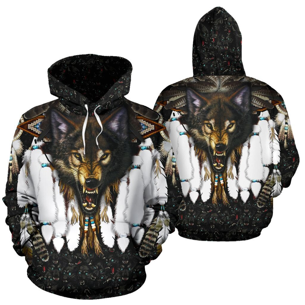 Wolf Native American 3D All Over Printed Sweatshirt, Hoodie, Zip Hoodie | Fan Apparel For Men, Women
