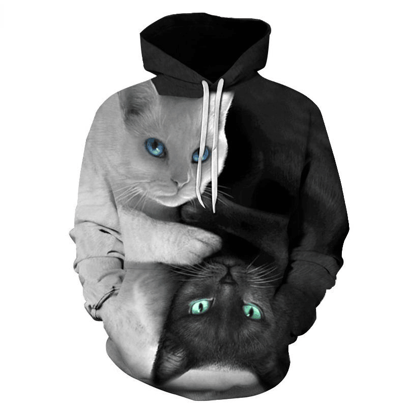 Yin Yang Cat 3D All Over Printed Sweatshirt, Hoodie, Zip Hoodie | Fan Apparel For Men, Women